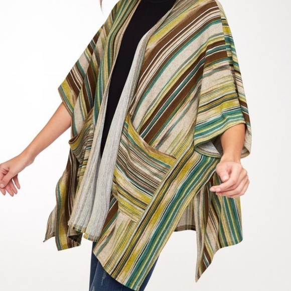 Striped color block knit cardigan with pockets - Picture 4 of 6
